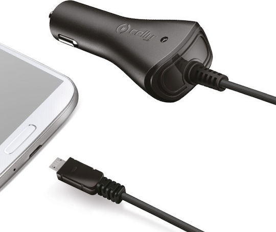 Celly Car Charger 1A Micro USB Φορτιστής Αυτοκινήτου 1A Γρήγορης Φόρτισης μαζί με Καλώδιο Micro-USB Μαύρο Χρώμα CCMICRO