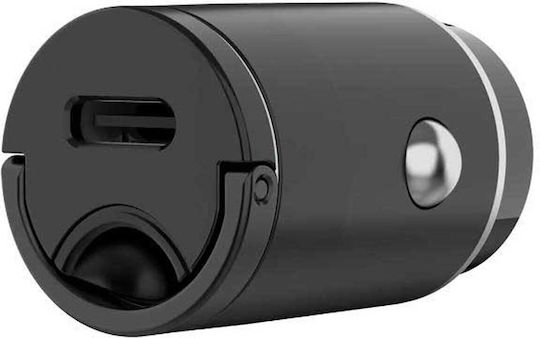 Celly Φορτιστής Αυτοκινήτου 30W με μία Θύρα: 1xType-C Μαύρος CCMINIUSBCBK