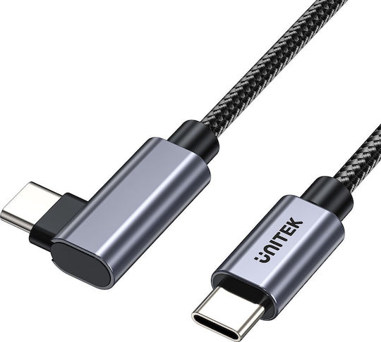 Unitek Angle (90°) USB 2.0 Cable USB-C male - USB-C 100W Μαύρο 2m (C14123BK-2M)