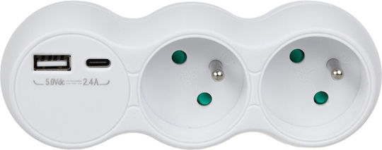 Maclean Energy Πολύπριζο 2 Θέσεων με USB-A και USB-C GB720 F