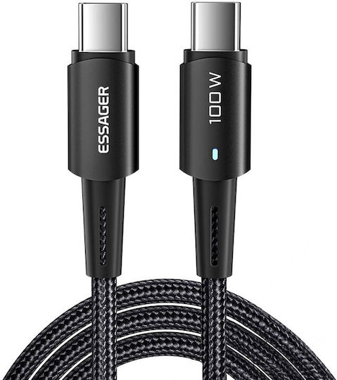 Essager USB 2.0 Cable USB-C male - USB-C 100W Μαύρο 1m EXCTT1-CG01