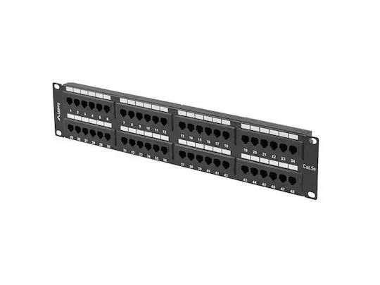 Lanberg Patch Panel για Rack 2U 19" 48 Θυρών cat5e Μαύρο PPU5-2048-B