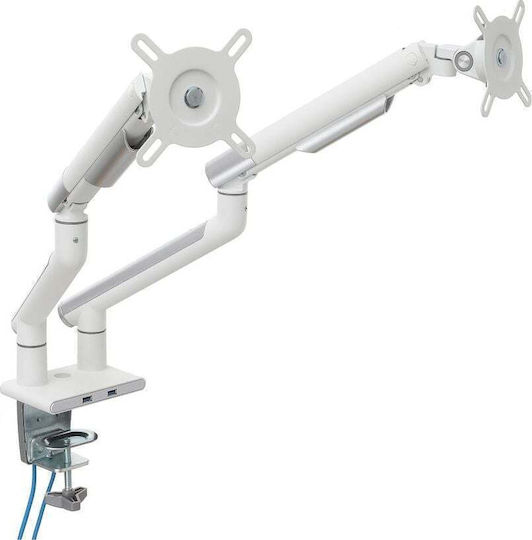 Art Ramm L-20GD Βάση Γραφείου για 2 Οθόνες έως 32" με Βραχίονα Λευκή