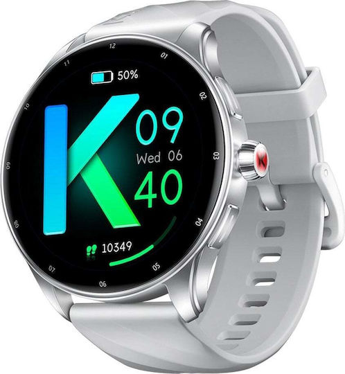 Kumi GW5 Pro Smartwatch με SIM και Παλμογράφο (Ασημί)