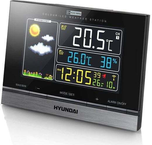 Hyundai WS2303 Ασύρματος Μετεωρολογικός Σταθμός Ψηφιακός Επιτραπέζιος Μαύρος