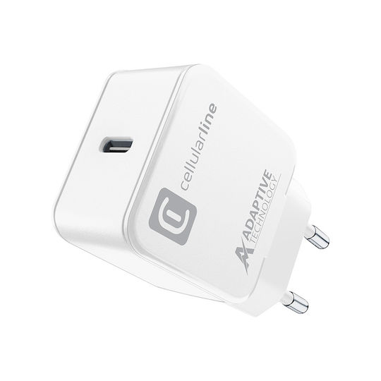 Cellular Line Φορτιστής Χωρίς Καλώδιο με Θύρα USB-C 15W Λευκός (ACHSMUSBC15WW)