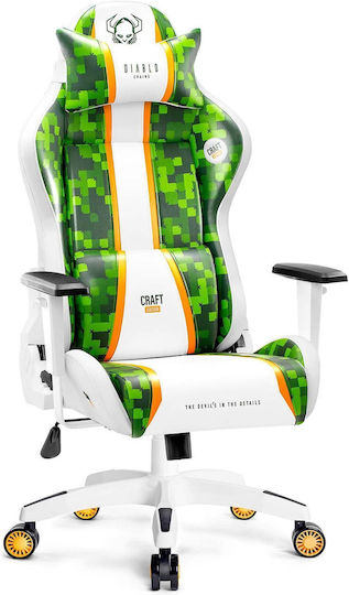Diablo X-One 2.0 Craft Edition King Size Καρέκλα Gaming Δερματίνης με Ρυθμιζόμενα Μπράτσα Λευκό / Πράσινο