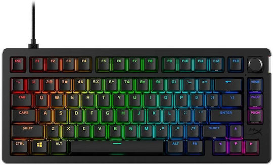 HyperX Alloy Rise 75 Gaming Μηχανικό Πληκτρολόγιο 75% με HyperX Red διακόπτες και RGB φωτισμό (Αγγλικό US)