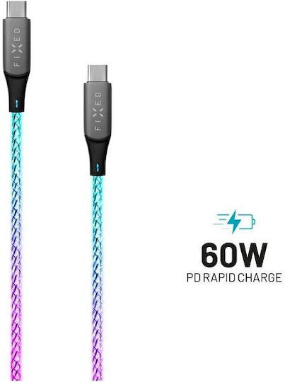 Fixed LED USB 2.0 Cable USB-C male - USB-C 60W Πολύχρωμο 1.2m