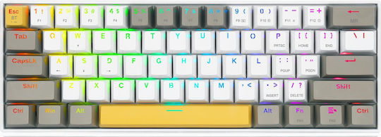 Redragon Draconic PRO K530 Ασύρματο Gaming Μηχανικό Πληκτρολόγιο με Custom Brown διακόπτες και RGB φωτισμό (Αγγλικό US) Gray/Yellow