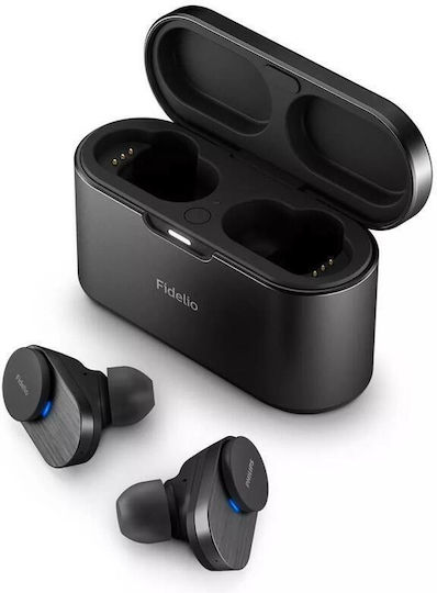 Philips Fidelio T1 In-ear Bluetooth Handsfree Ακουστικά με Αντοχή στον Ιδρώτα και Θήκη Φόρτισης Μαύρα