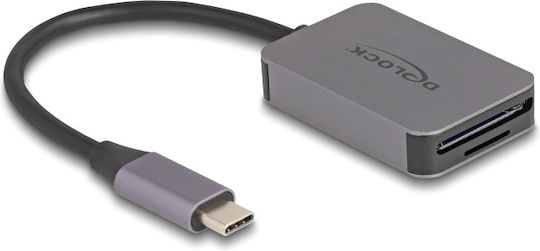 DeLock Card Reader Thunderbolt Thunderbolt 3 Type-C για SD Γκρι (91009)