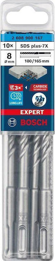 Bosch Sds Plus-7x Drill Bit Σετ 10 Διαμαντοτρύπανα Καρβιδίου με SDS Plus Στέλεχος για Δομικά Υλικά, Γυαλί και Πλακίδια 2608900167