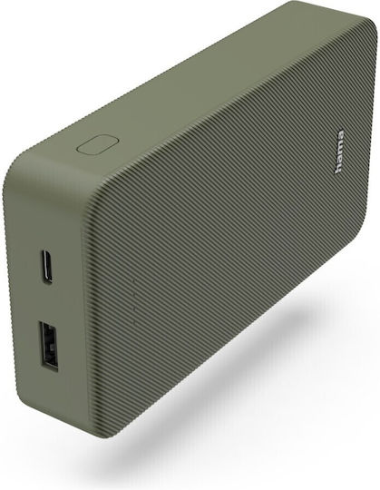 HAMA Colour 20 Power Bank 20000mAh με Θύρα USB-A και Θύρα USB-C Πράσινο
