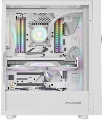 Natec Diaxid 605 Gaming Midi Tower Κουτί Υπολογιστή με Πλαϊνό Παράθυρο και RGB Φωτισμό Λευκό