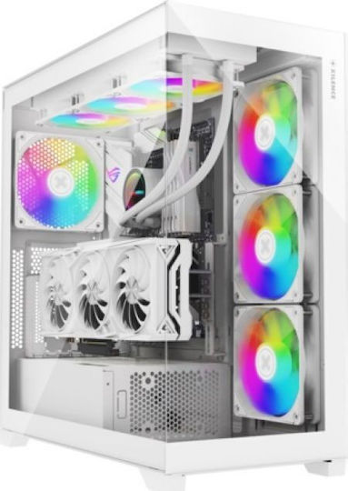 Xilence Xilent Gleam Gaming Midi Tower Κουτί Υπολογιστή με Πλαϊνό Παράθυρο και RGB Φωτισμό Λευκό