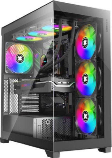 Xilence Xilent Gleam Gaming Midi Tower Κουτί Υπολογιστή με Πλαϊνό Παράθυρο και RGB Φωτισμό Μαύρο