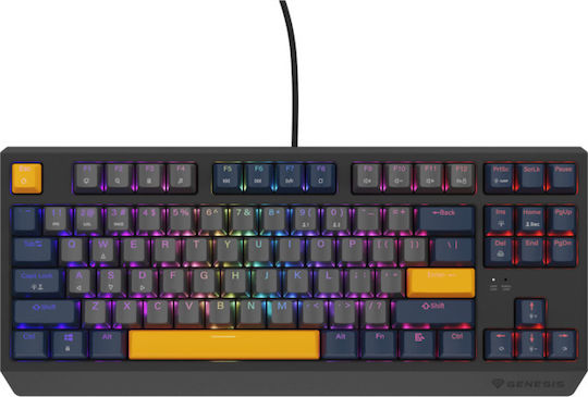 Genesis Thor 230 TKL Gaming Μηχανικό Πληκτρολόγιο Tenkeyless με Outemu Panda διακόπτες και RGB φωτισμό (Αγγλικό US) Naval Blue Negative