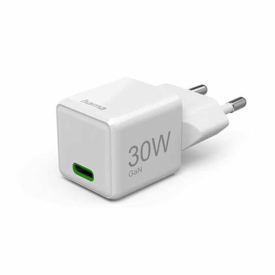 HAMA Φορτιστής Χωρίς Καλώδιο με Θύρα USB-C 30W Power Delivery Λευκός (00201982)