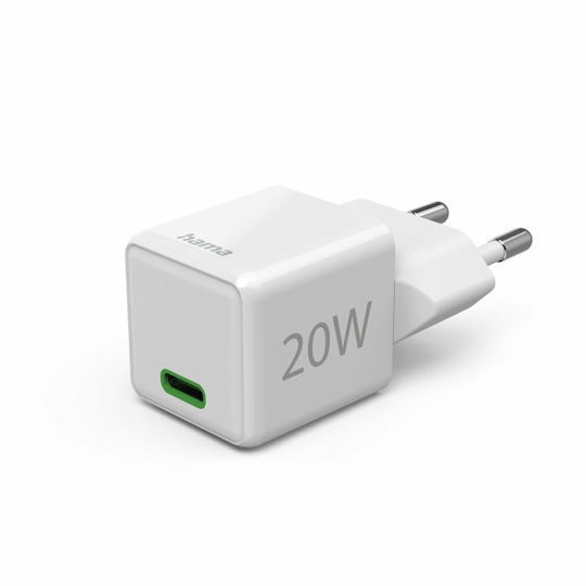 HAMA Φορτιστής Χωρίς Καλώδιο με Θύρα USB-C 20W Power Delivery Λευκός (00201980)
