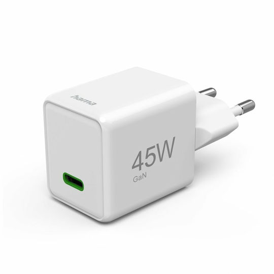 HAMA Φορτιστής Χωρίς Καλώδιο με Θύρα USB-C 45W Power Delivery Λευκός (00201983)