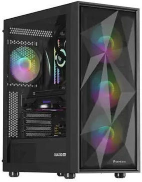 Natec Diaxid 605 Gaming Midi Tower Κουτί Υπολογιστή με Πλαϊνό Παράθυρο και RGB Φωτισμό Μαύρο