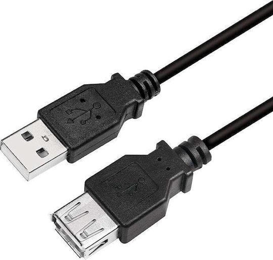 LogiLink USB 2.0 Cable USB-A male - USB-A female Μαύρο 2m (CU0010B)