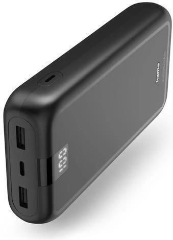 HAMA Performance 24 Power Bank 24000mAh με 2 Θύρες USB-A και Θύρα USB-C Γκρι