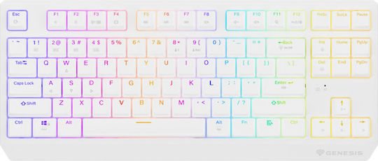 Genesis Thor 230 TKL Ασύρματο Gaming Μηχανικό Πληκτρολόγιο Tenkeyless με Outemu Red διακόπτες και RGB φωτισμό (Αγγλικό US) Λευκό