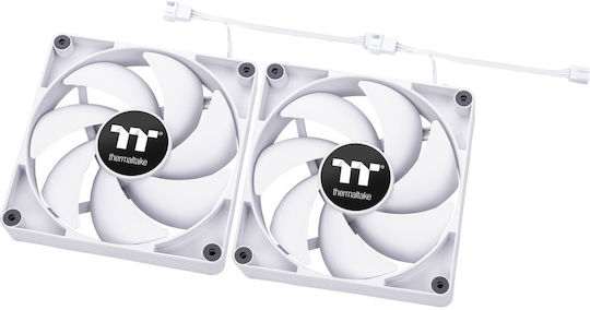 Thermaltake CT140 Case Fan με Λευκό Φωτισμό και Σύνδεση 4-Pin PWM 2τμχ Λευκό