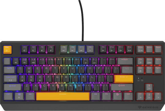 Genesis Thor 230 TKL Gaming Μηχανικό Πληκτρολόγιο Tenkeyless με Outemu Red διακόπτες και RGB φωτισμό (Αγγλικό US) Anchor Gray Positive