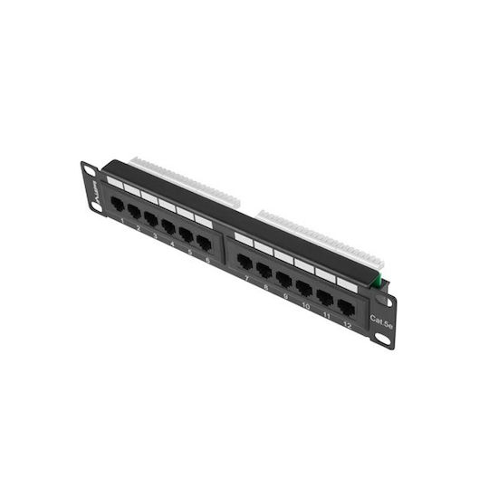 Lanberg Patch Panel για Rack 1U 10" 12 Θυρών Μαύρο PPU5-9012-B