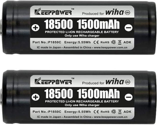 Wiha Επαναφορτιζόμενες Μπαταρίες 18500 Li-ion 1500mAh 2τμχ
