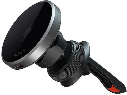 Aukey Βάση Κινητού Αυτοκινήτου με Μαγνήτη και Ασύρματη Φόρτιση Μαύρη 940Y93