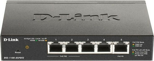 D-Link DGS-1100-05PD v2 Managed L2 PoE Switch με 5 Θύρες Gigabit (1Gbps) Ethernet