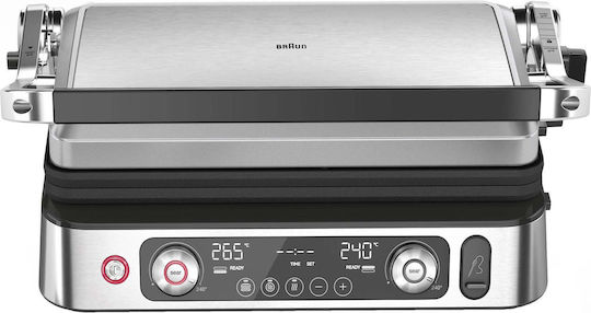 Braun Multigrill 9 Pro Επιτραπέζια Ηλεκτρική Ψησταριά Λείας και Αυλακωτής Πλάκας 2200W με Καπάκι και Ρυθμιζόμενο Θερμοστάτη 44.5x35.5εκ. CG9160