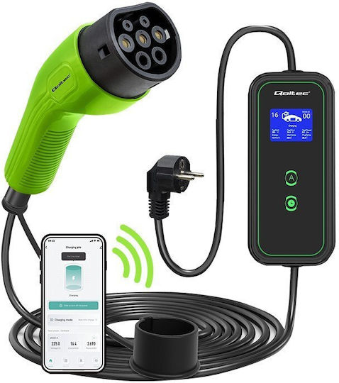 Qoltec Φορητός Μονοφασικός Σταθμός Φόρτισης 3.5kW με Ενσωματωμένο Καλώδιο Type 2 (52476)