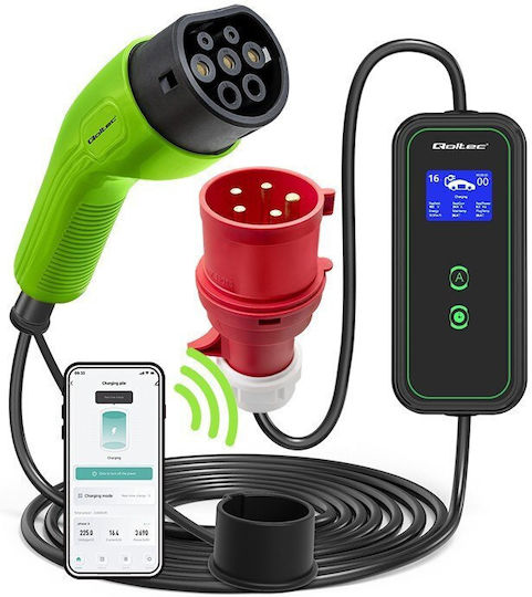 Qoltec Φορητός Τριφασικός Σταθμός Φόρτισης 11kW με Ενσωματωμένο Καλώδιο Type 2 (52478)