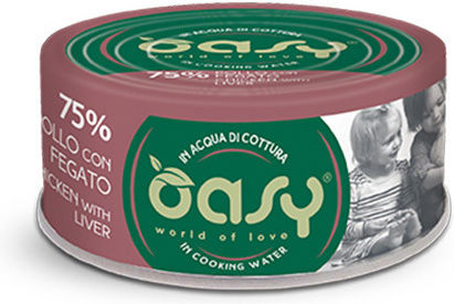 Oasy Love Υγρή Τροφή για Ενήλικες Γάτες σε Κονσέρβα με Κοτόπουλο, Συκώτι, Ψάρια και Ρύζι χωρίς Σιτηρά & Γλουτένη 70gr