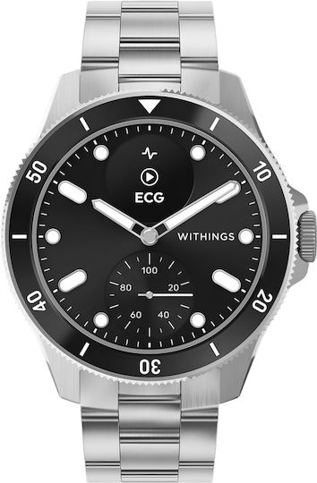 Withings Scanwatch Nova Stainless Steel 42mm Αδιάβροχο με Παλμογράφο (Black)