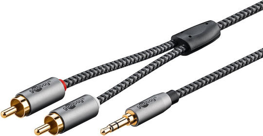 Goobay Καλώδιο 3.5mm male - 2x RCA male Μαύρο 2m (65288)