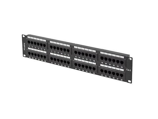 Lanberg Patch Panel για Rack 2U 19" 48 Θυρών Μαύρο PPU6-2048-B