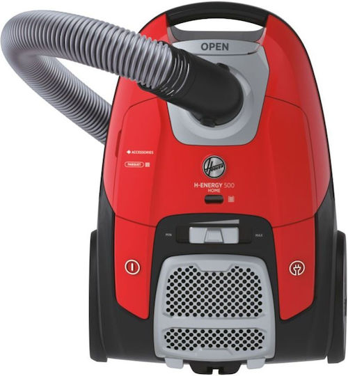 Hoover H-Energy 500 HE510HM 011 Ηλεκτρική Σκούπα 700W με Σακούλα 3.5lt Κόκκινη