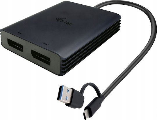 i-tec USB-A / USB-C Docking Station με DisplayPort 4K και σύνδεση 2 Οθονών Μαύρο (CADUAL4KDP)
