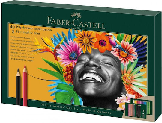 Faber-Castell Σετ 50 Μολύβια HB με Γόμα Γκρι 210054