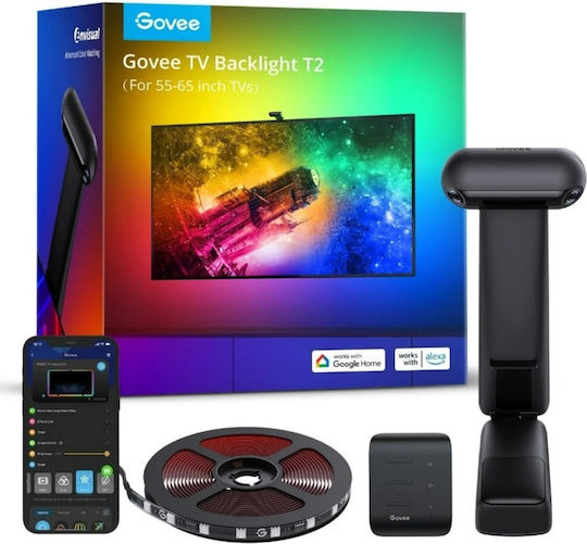 Govee Smart Ταινία LED Backlight T2 Wi-Fi Τηλεόρασης 12V RGB Φως 3.6m με Τροφοδοτικό & WiFi Controller H605C311
