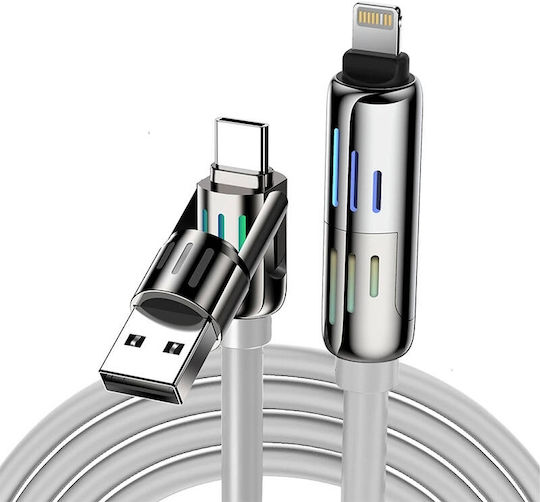 BlitzWolf Regular USB to Type-C / Lightning Cable Γκρι 1.2m (640H82)