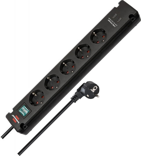 Brennenstuhl Bremounta Πολύπριζο Aσφαλείας 5 Θέσεων με 2 USB-C, Διακόπτη και Καλώδιο 3m 1150660415