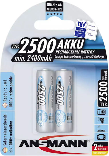 Ansmann Επαναφορτιζόμενες Μπαταρίες AA Ni-MH 2500mAh 1.2V 2τμχ