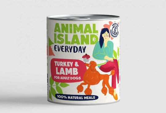 Animal Island Υγρή Τροφή Σκύλων σε Κονσέρβα με Γαλοπούλα και Αρνί χωρίς Σιτηρά & Γλουτένη 800gr